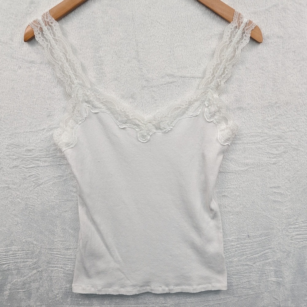 Maurices Tank Top Women's M White Lace Trim Camisole Dollette Soft Girl Coquette
